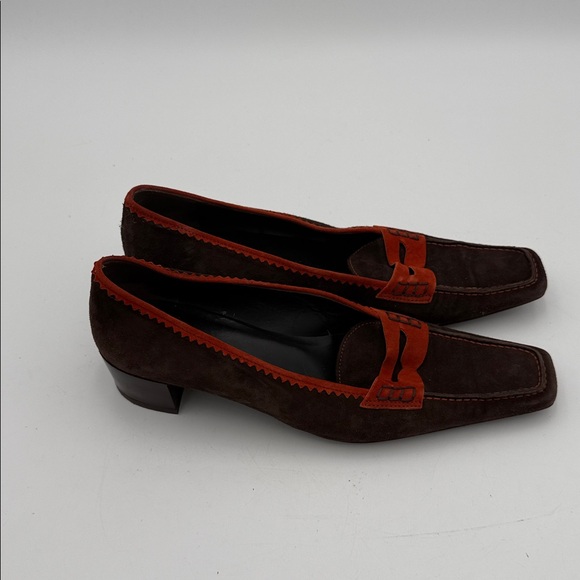 Vintage Gunlia Gabrielli bown orange women 40 Loafers moccasin shoes sude Y2K r - Picture 2 of 11